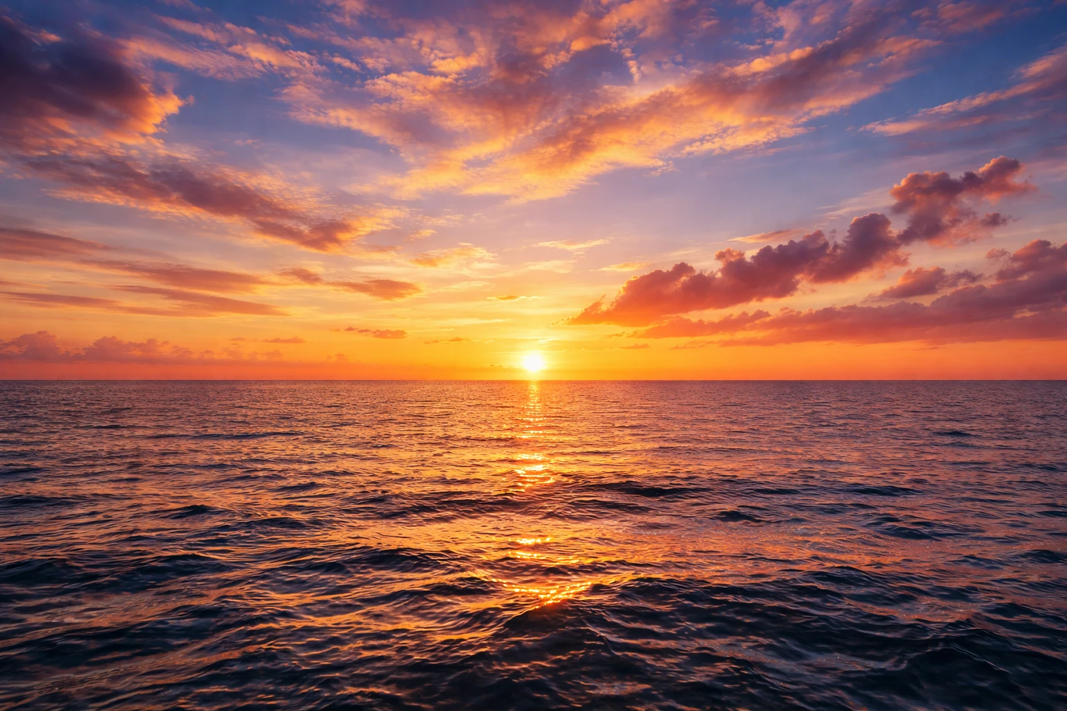 Sunset over the sea in Brighton